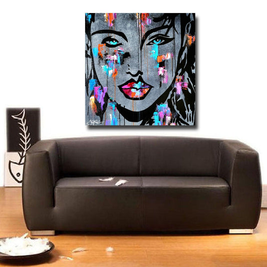 Abstract woman portrait modern original Canvas Pop Art - Disguise - Thomasfedro