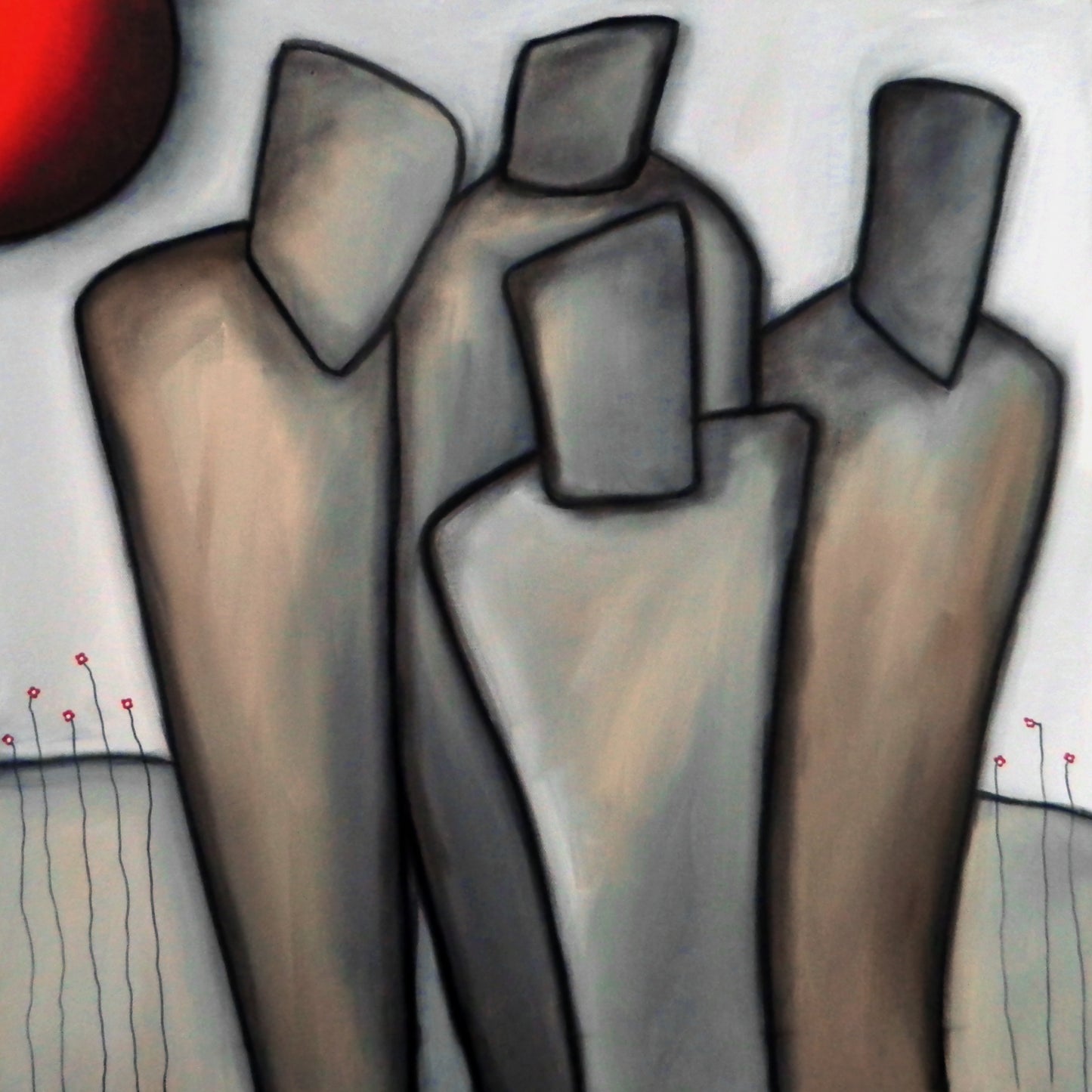 Expressionist abstract figures giclee print - Secluded