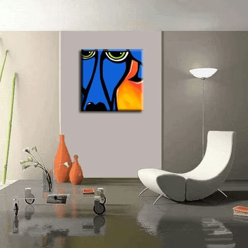 Abstract painting large dog Original Modern pop art - Always Here - Thomasfedro