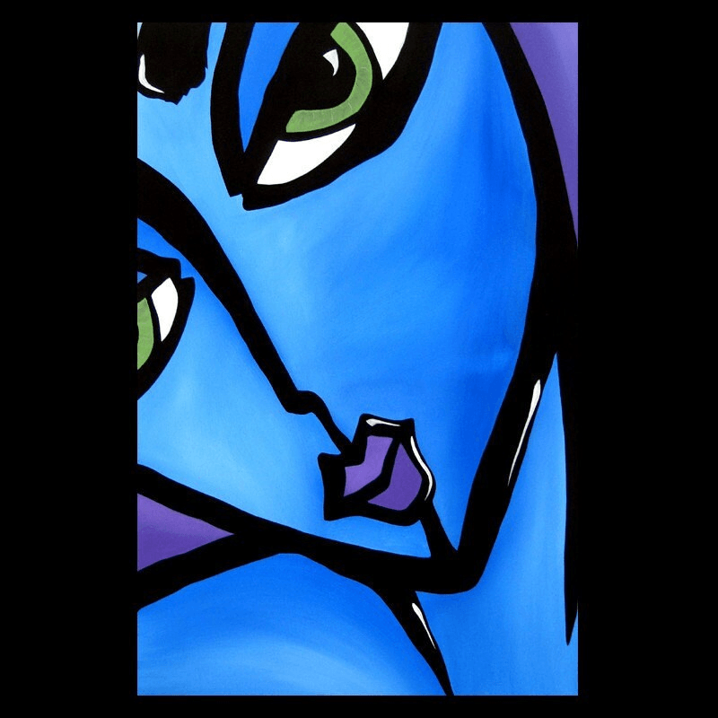 Abstract painting Modern pop Art Blue Portrait - Celebrate Life - Thomasfedro