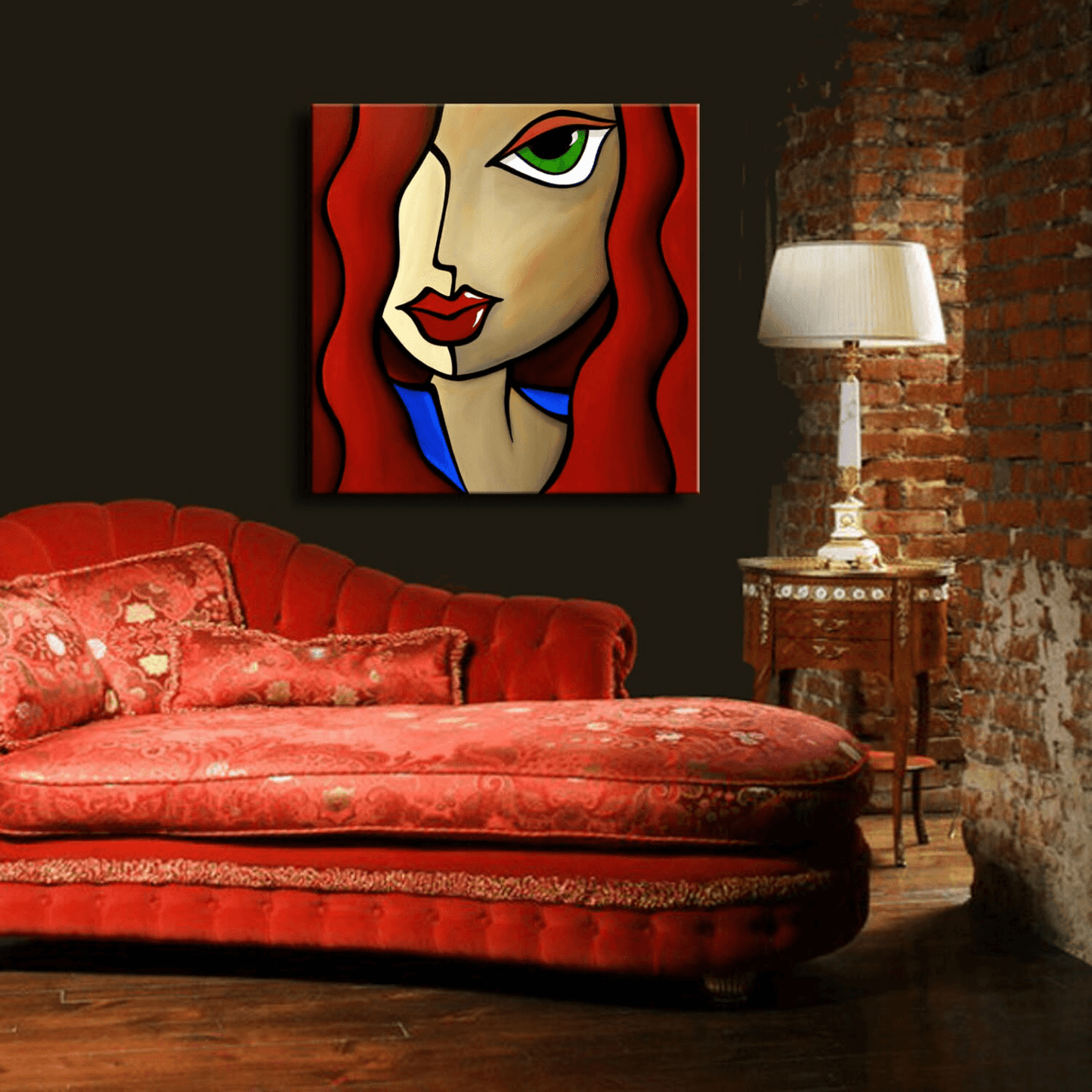 Original Abstract painting Modern pop Art Portrait - Temptress - Thomasfedro