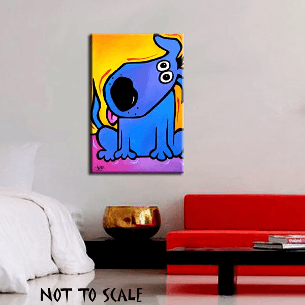 Abstract dog Original painting blue pop Art - Listen Well - Thomasfedro