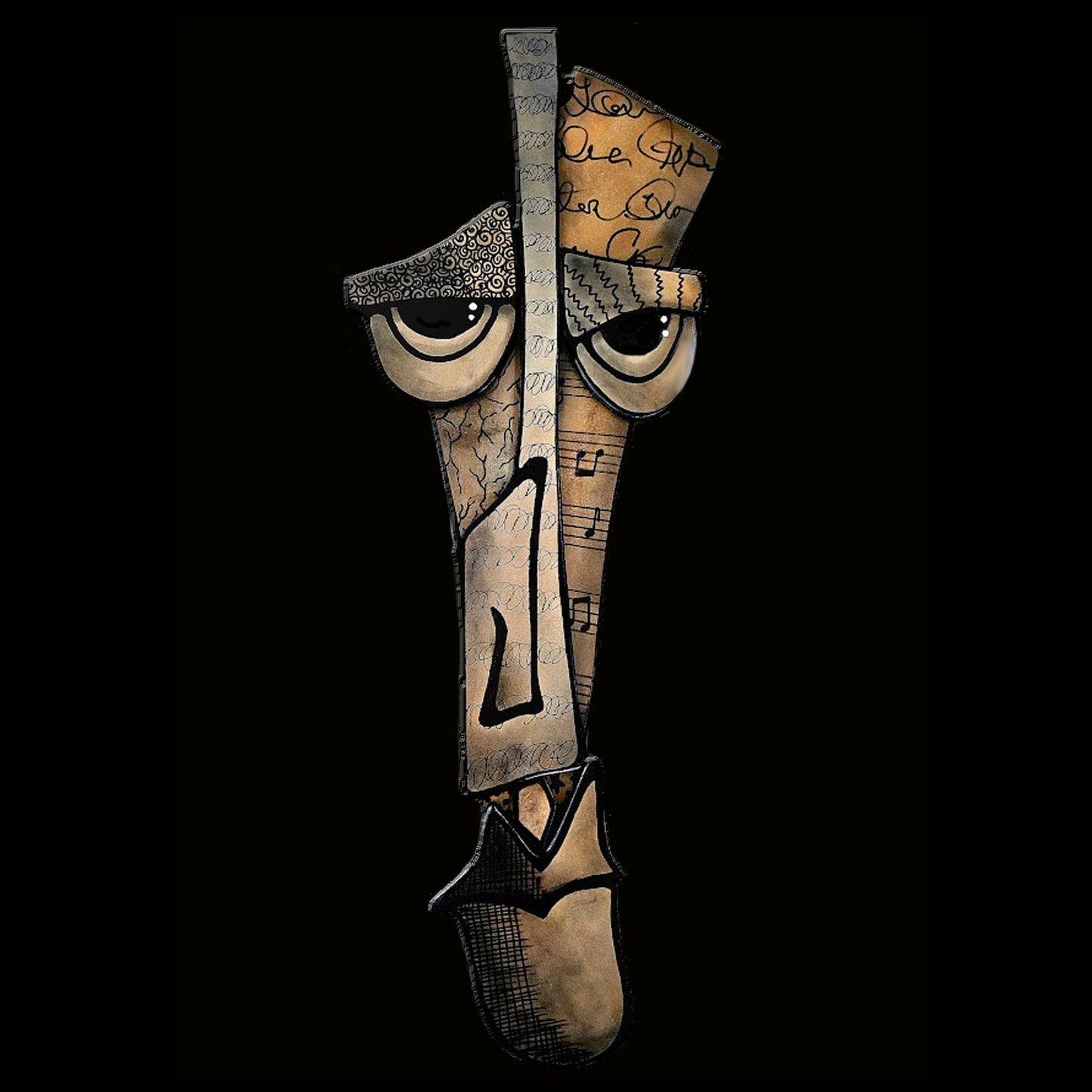 Original sculpture abstract painting modern face - Requiem