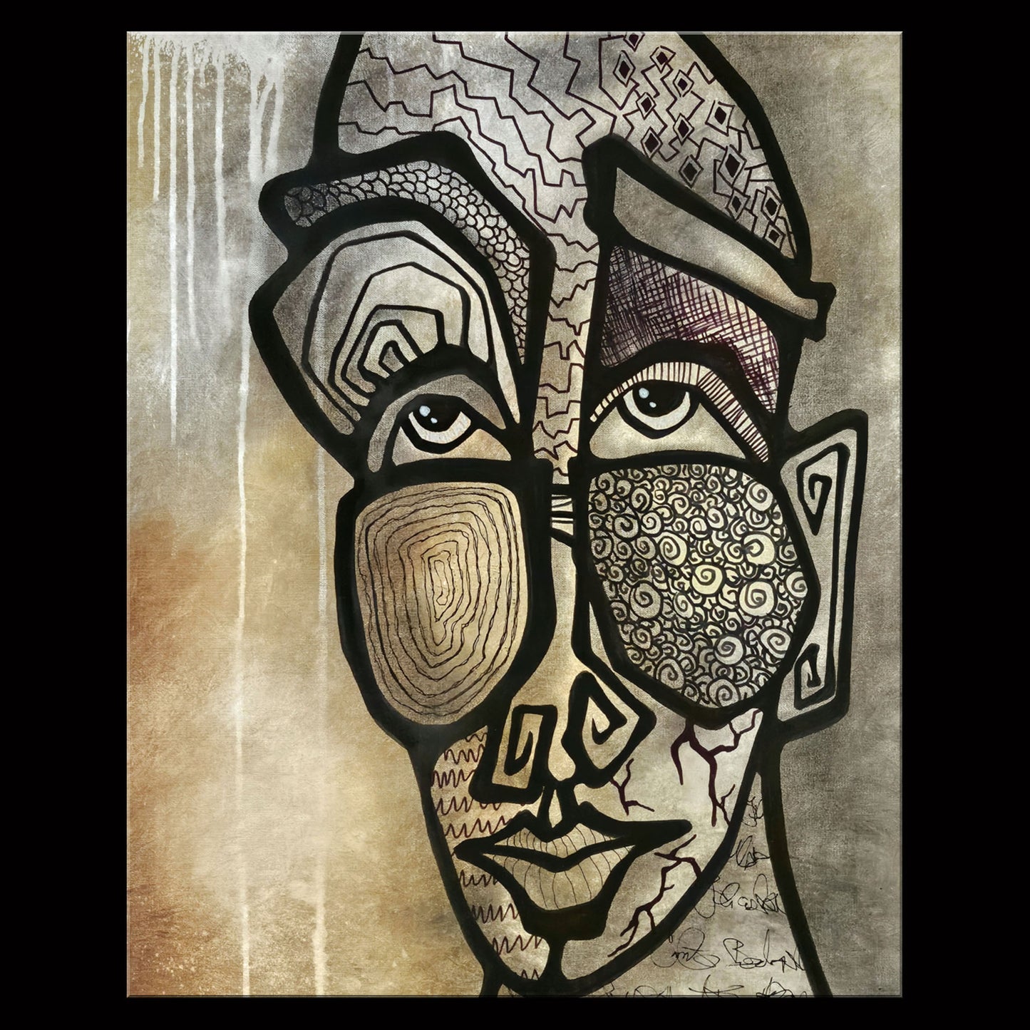 Abstract art original cubist painting - Severe