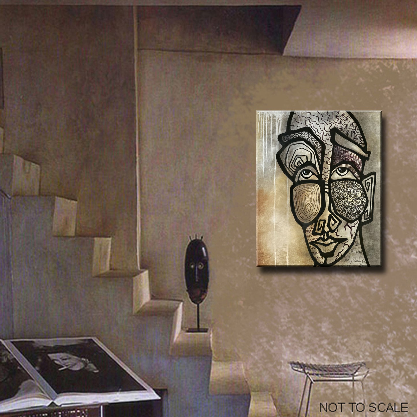 Abstract art original cubist painting - Severe