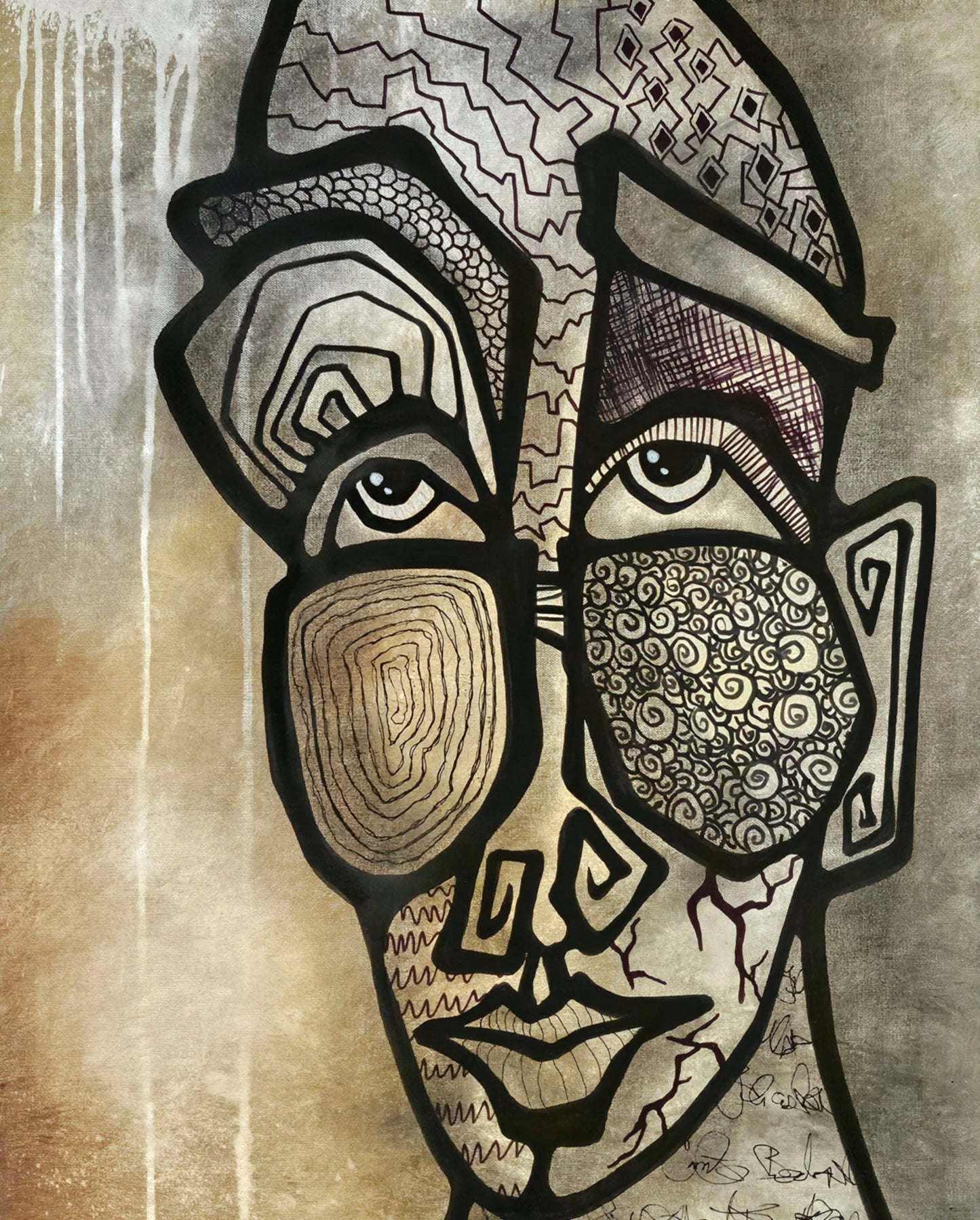 Abstract art original cubist painting - Severe