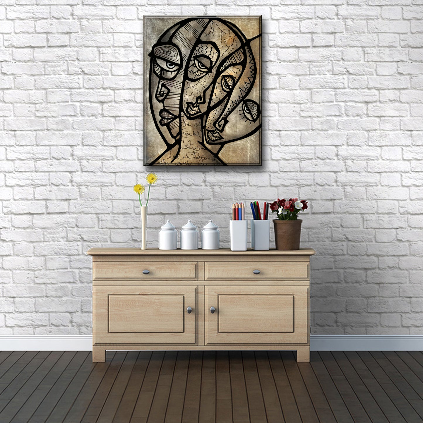 Abstract art original cubist painting - Atonement