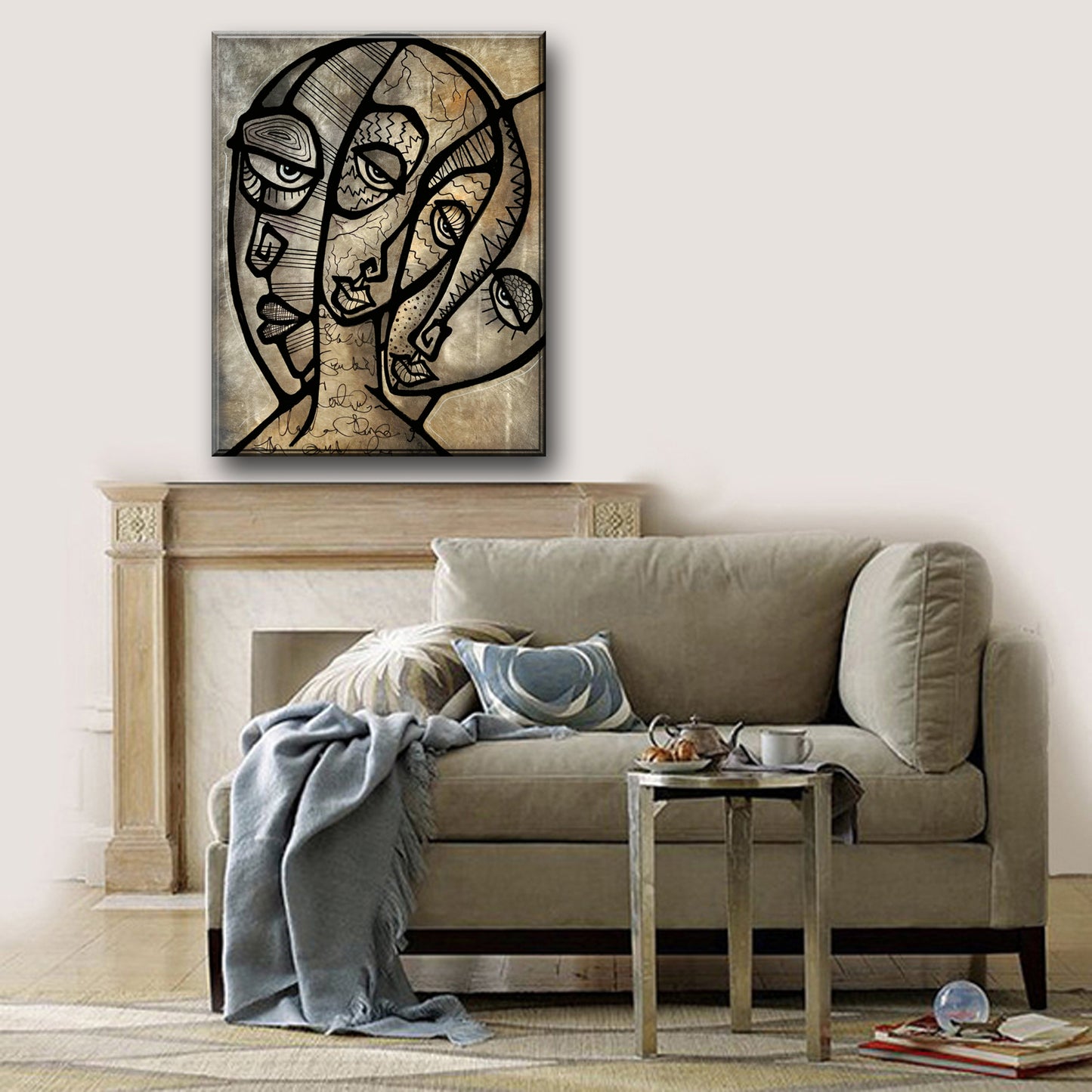 Abstract art original cubist painting - Atonement