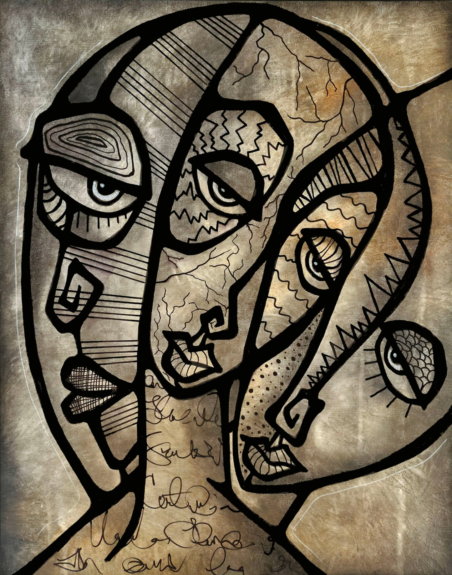 Abstract art original cubist painting - Atonement