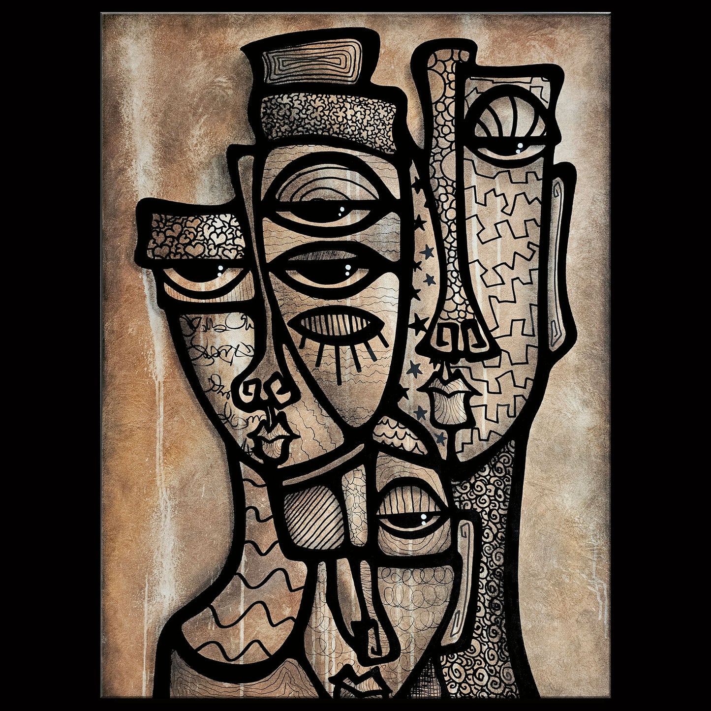 Abstract art original cubist painting - Proud