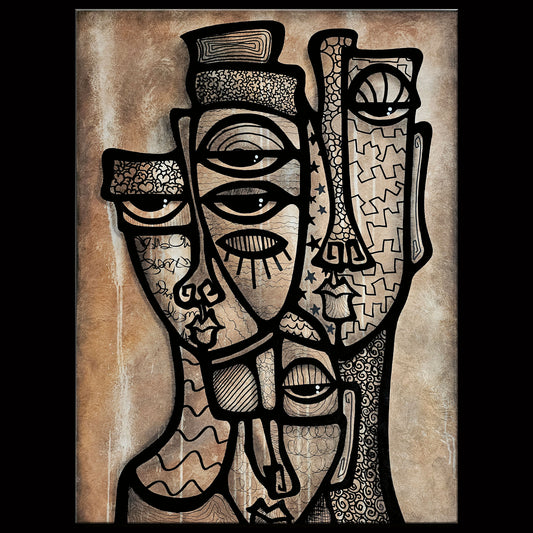 Abstract art original cubist painting - Proud
