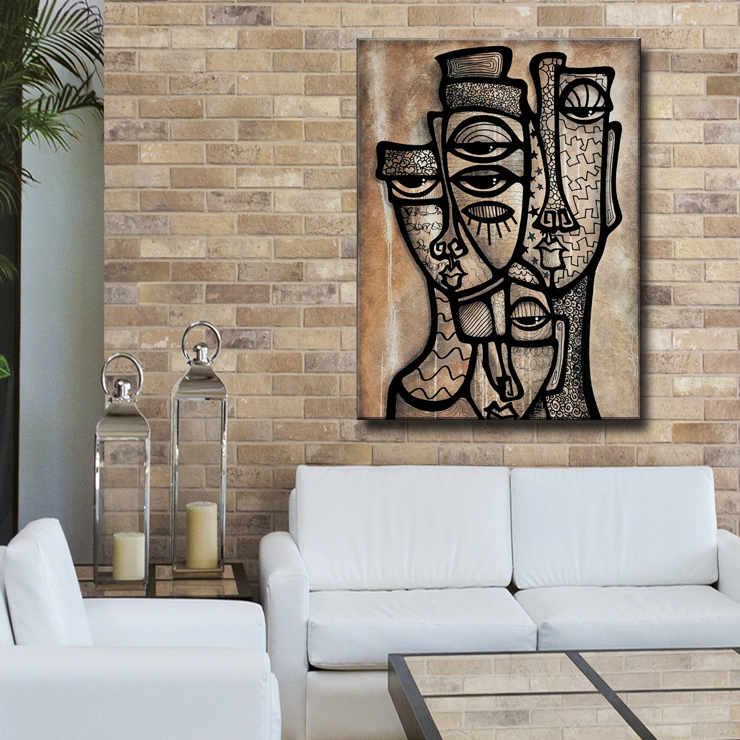 Abstract art original cubist painting - Proud