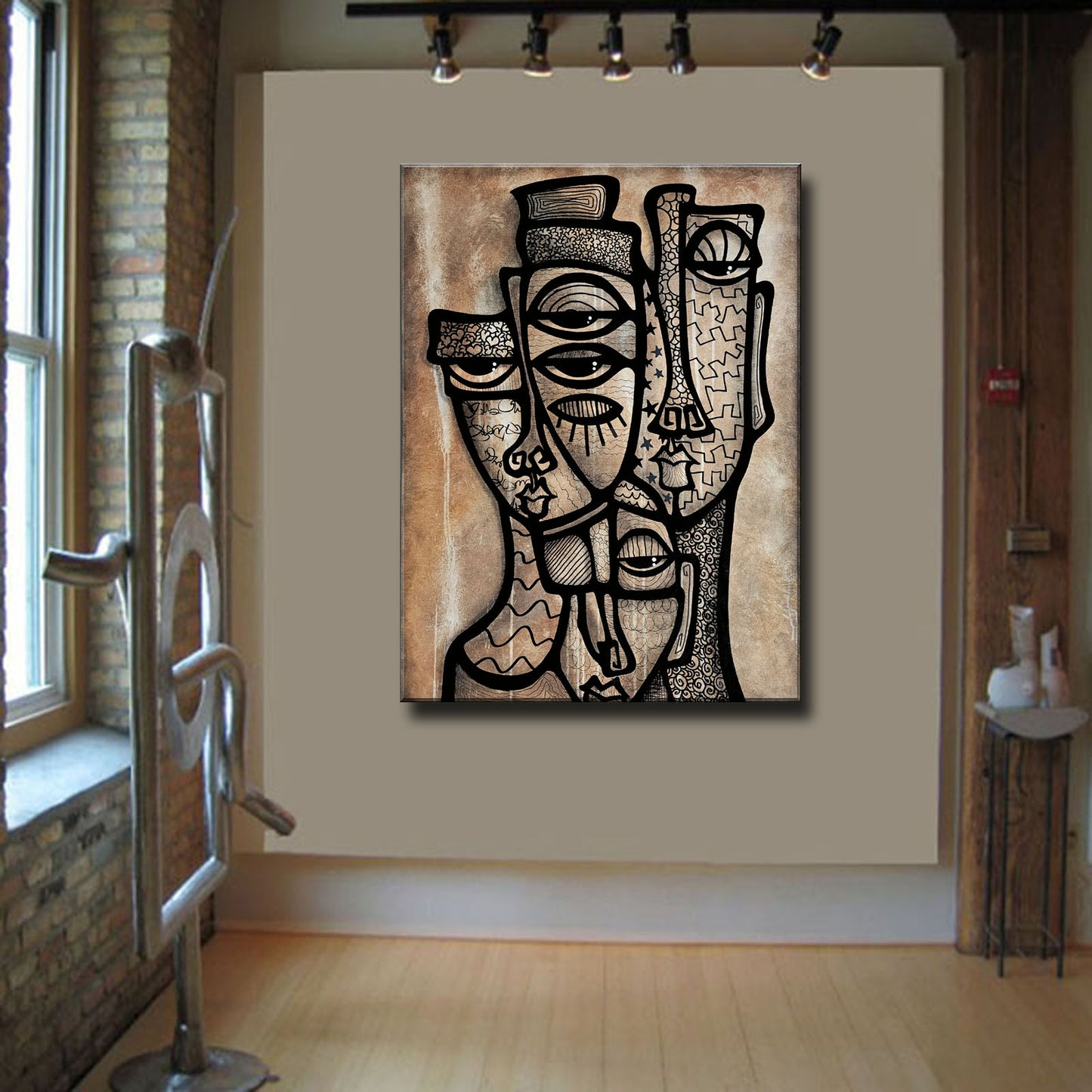 Abstract art original cubist painting - Proud