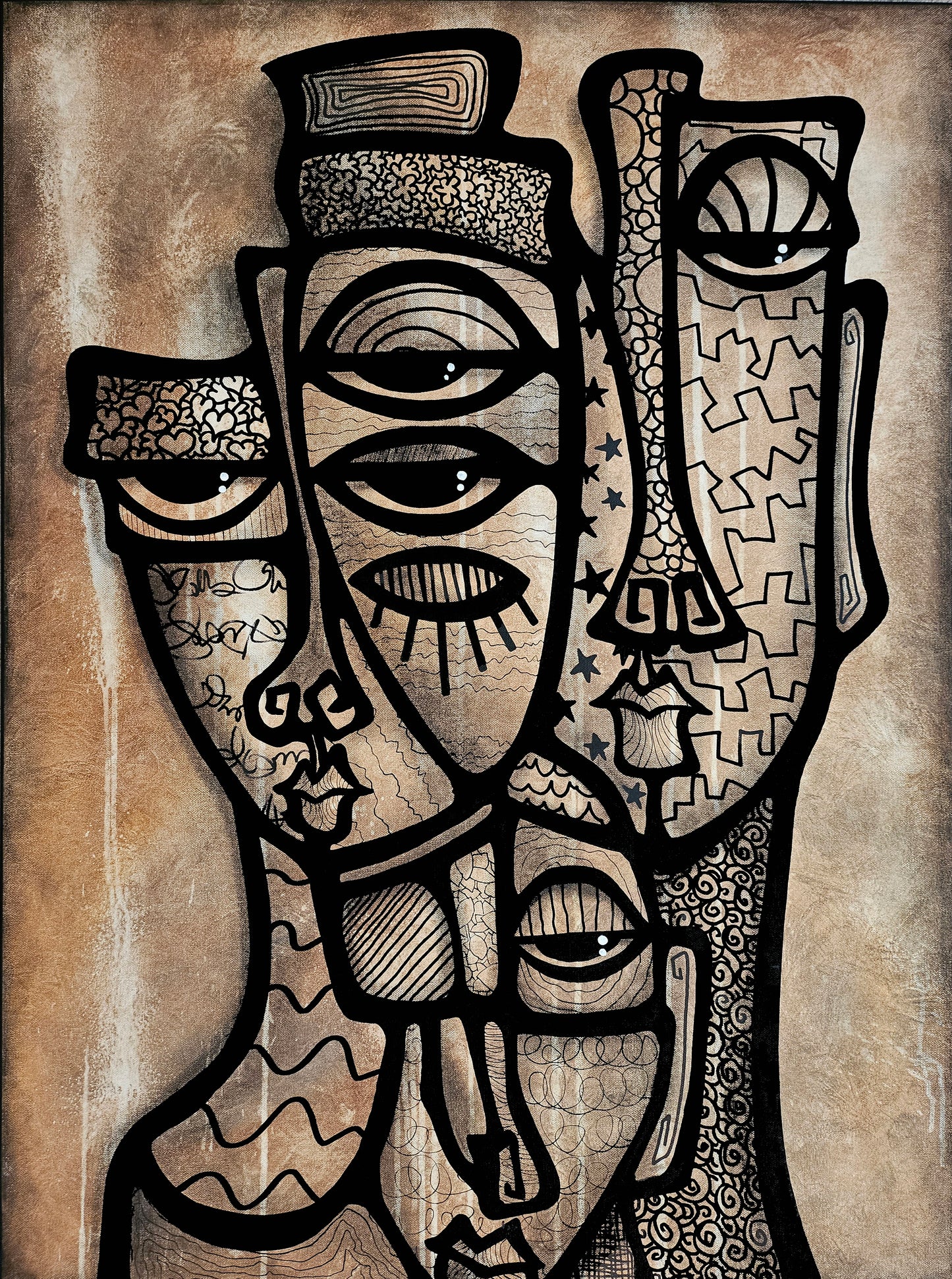 Abstract art original cubist painting - Proud