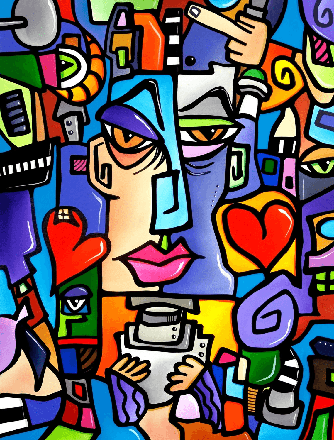 Abstract art canvas print Modern pop collage painting - Mr Roboto - Thomasfedro
