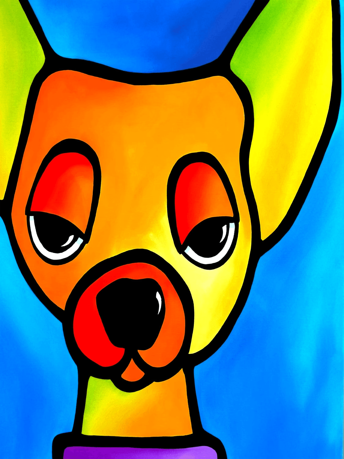 Abstract art dog original modern canvas print - Chi-Pup - Thomasfedro