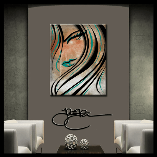 Abstract art modern beautiful woman portrait canvas print - Effortless - Thomasfedro