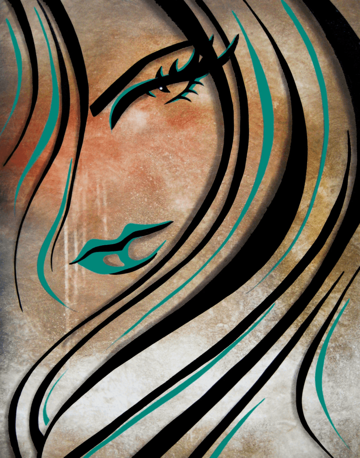 Abstract art modern beautiful woman portrait canvas print - Effortless - Thomasfedro