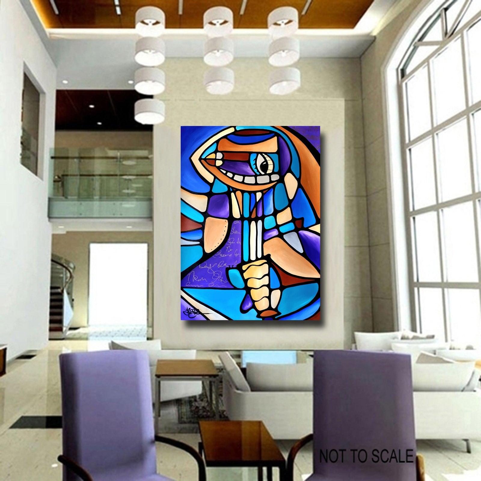 Abstract art original purple cubist painting - Array - Thomasfedro