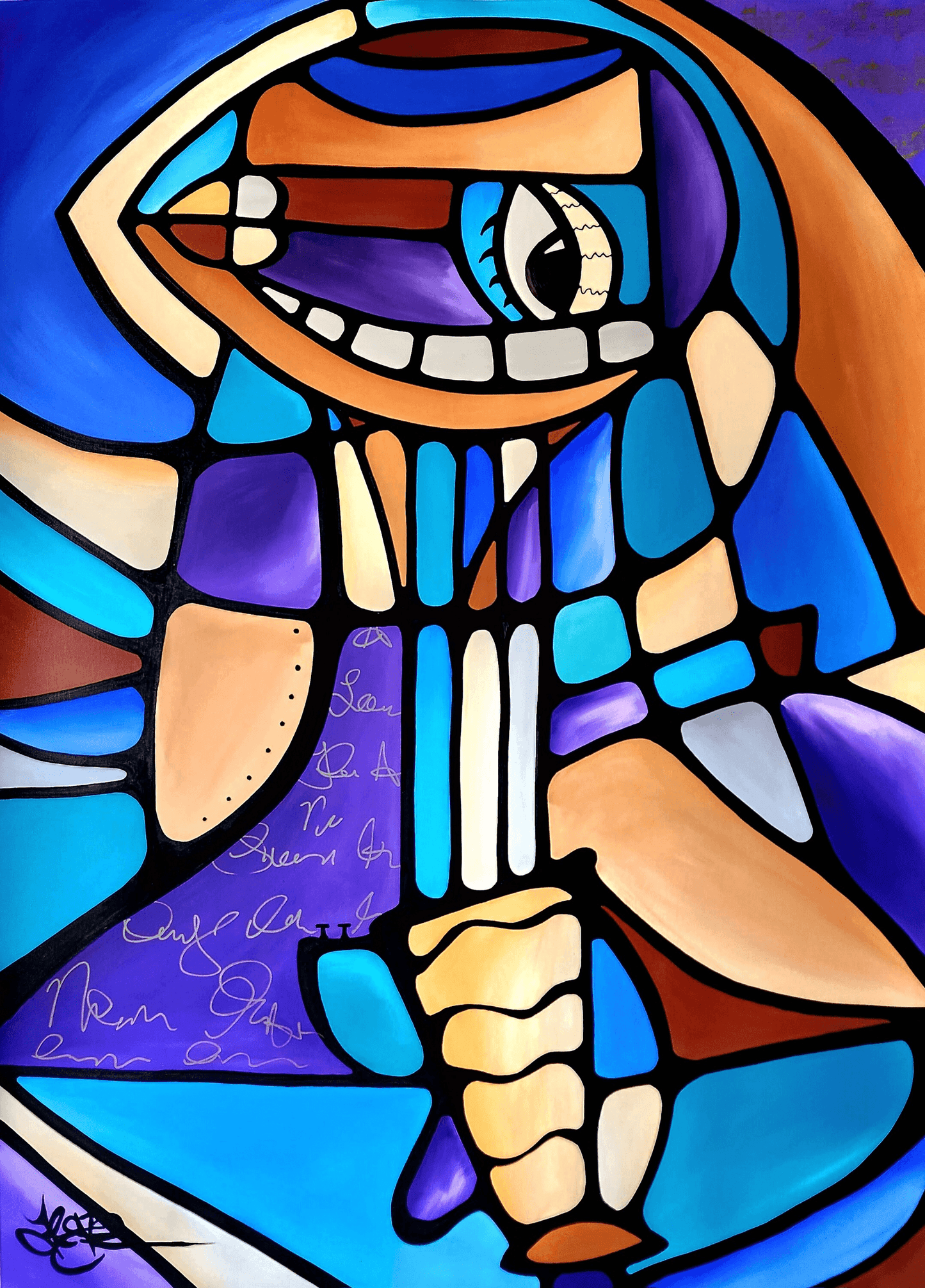Abstract art original purple cubist painting - Array - Thomasfedro