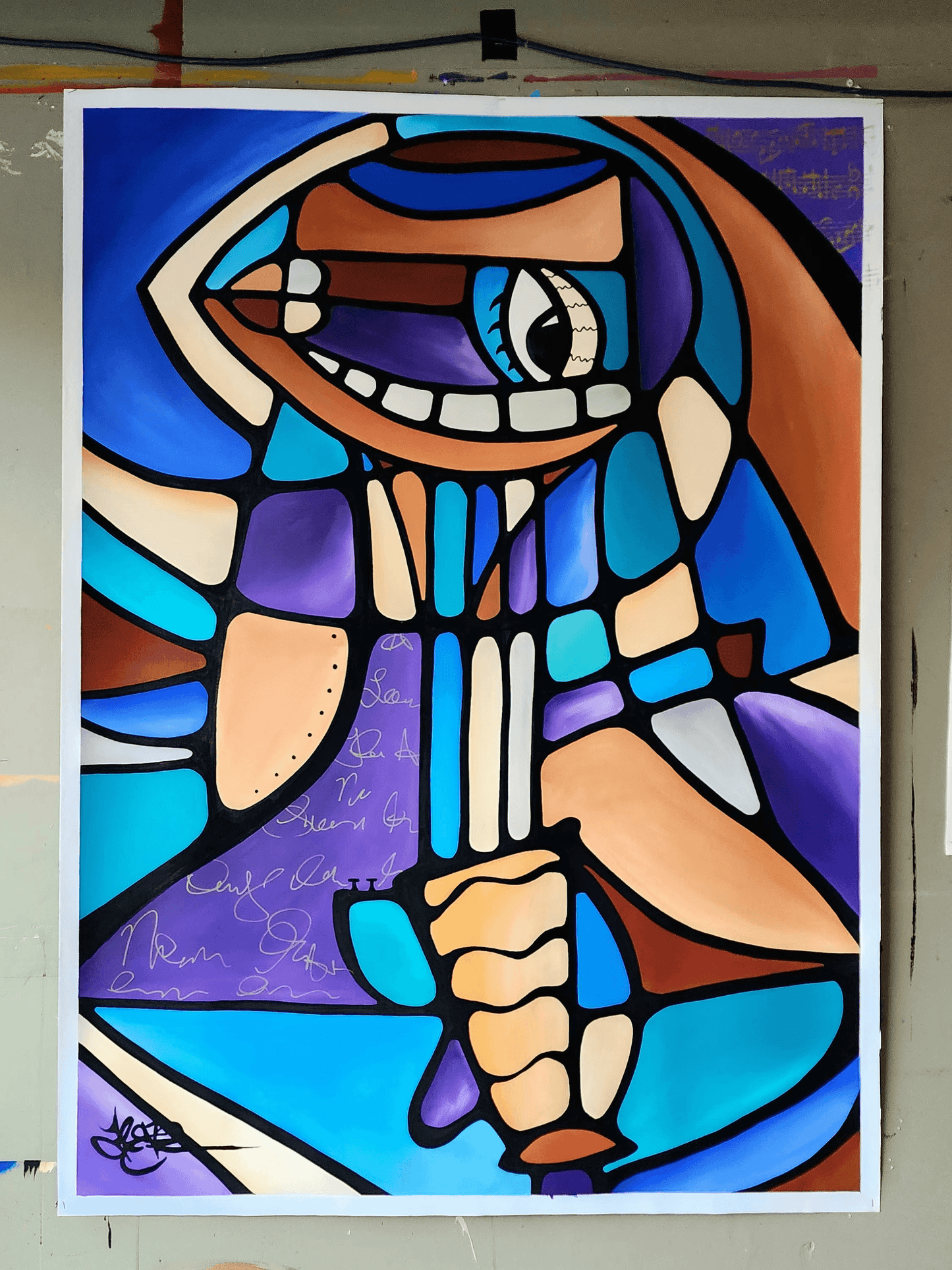 Abstract art original purple cubist painting - Array - Thomasfedro