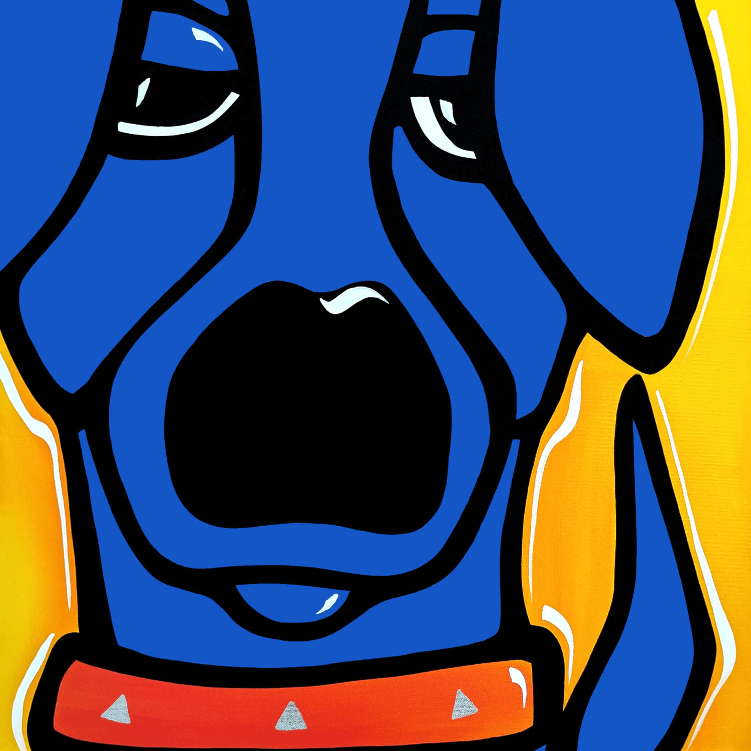 Abstract Blue Dog Pop Art Canvas Print - Curiosity - Thomasfedro