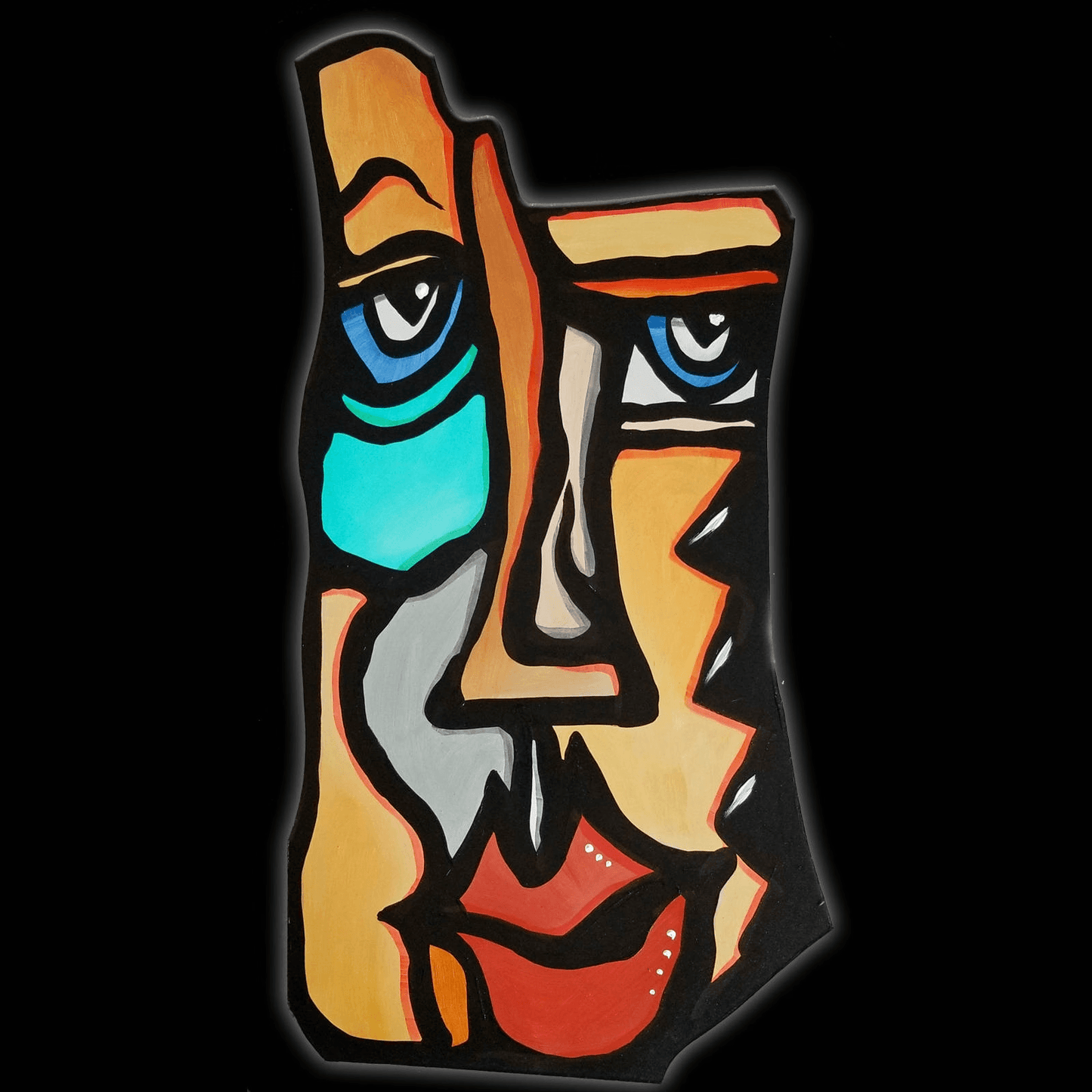 Fine Art Sculpture Abstract Modern Painting colorful mask - Personna - Thomasfedro