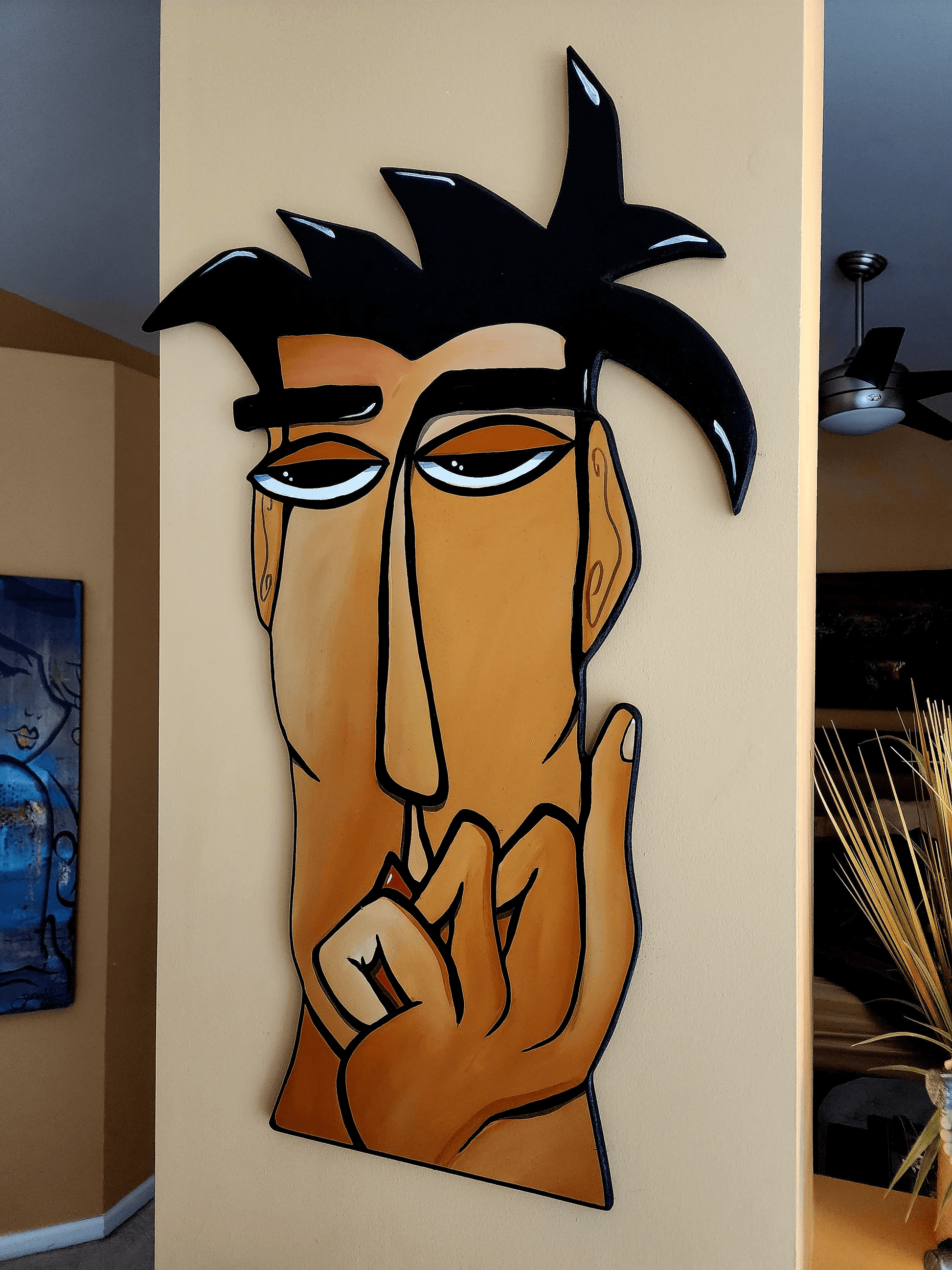 Original Abstract Portrait Modern Contemporary Art Painting Wall Sculpture - Brilliant - Thomasfedro