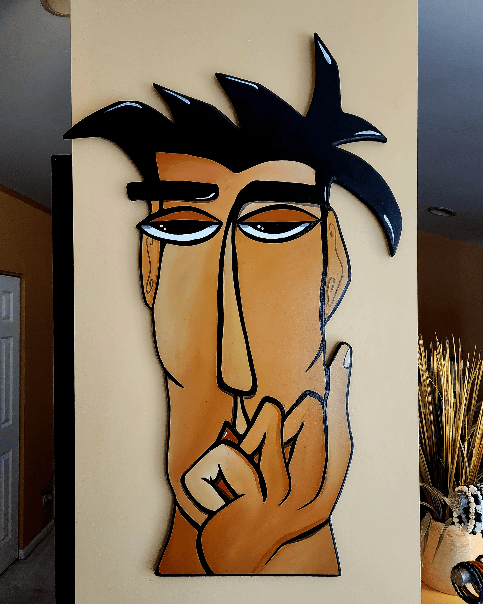Original Abstract Portrait Modern Contemporary Art Painting Wall Sculpture - Brilliant - Thomasfedro