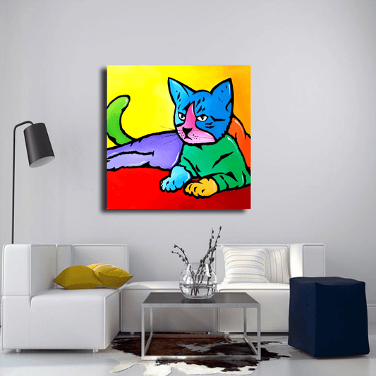 Abstract cat canvas print original modern pop art - Kitty - Thomasfedro