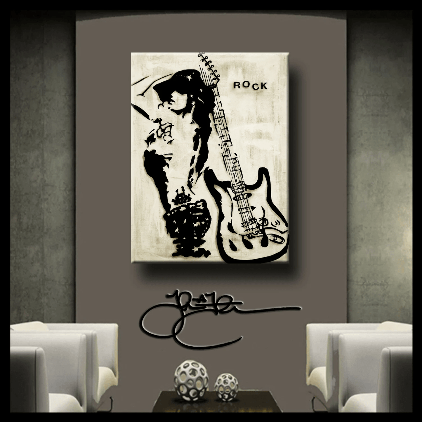Graffiti style musical pop art canvas print - Rock Girl - Thomasfedro