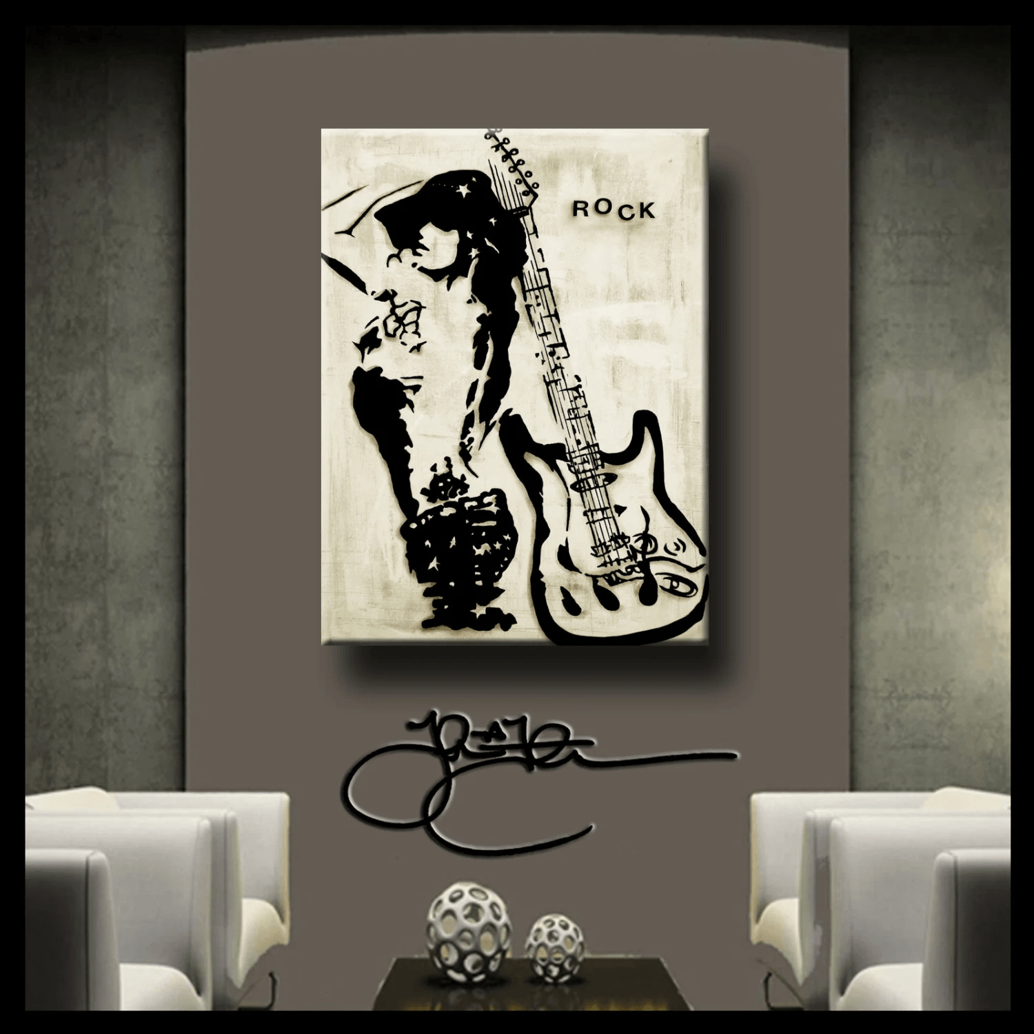 Graffiti style musical pop art canvas print - Rock Girl - Thomasfedro