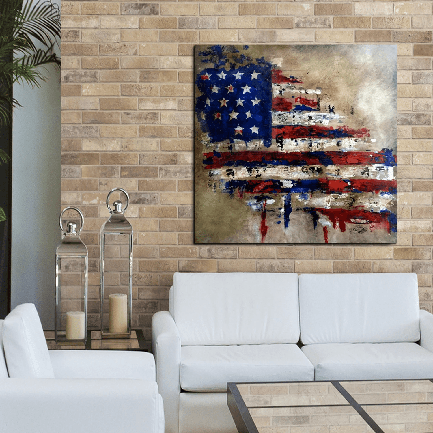 Original art abstract flag veterans canvas print - America - Thomasfedro