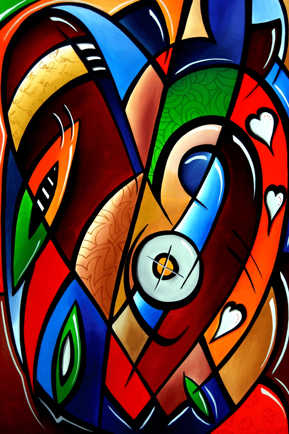 Original Abstract Canvas print Wall Art - Floating Hearts - Thomasfedro