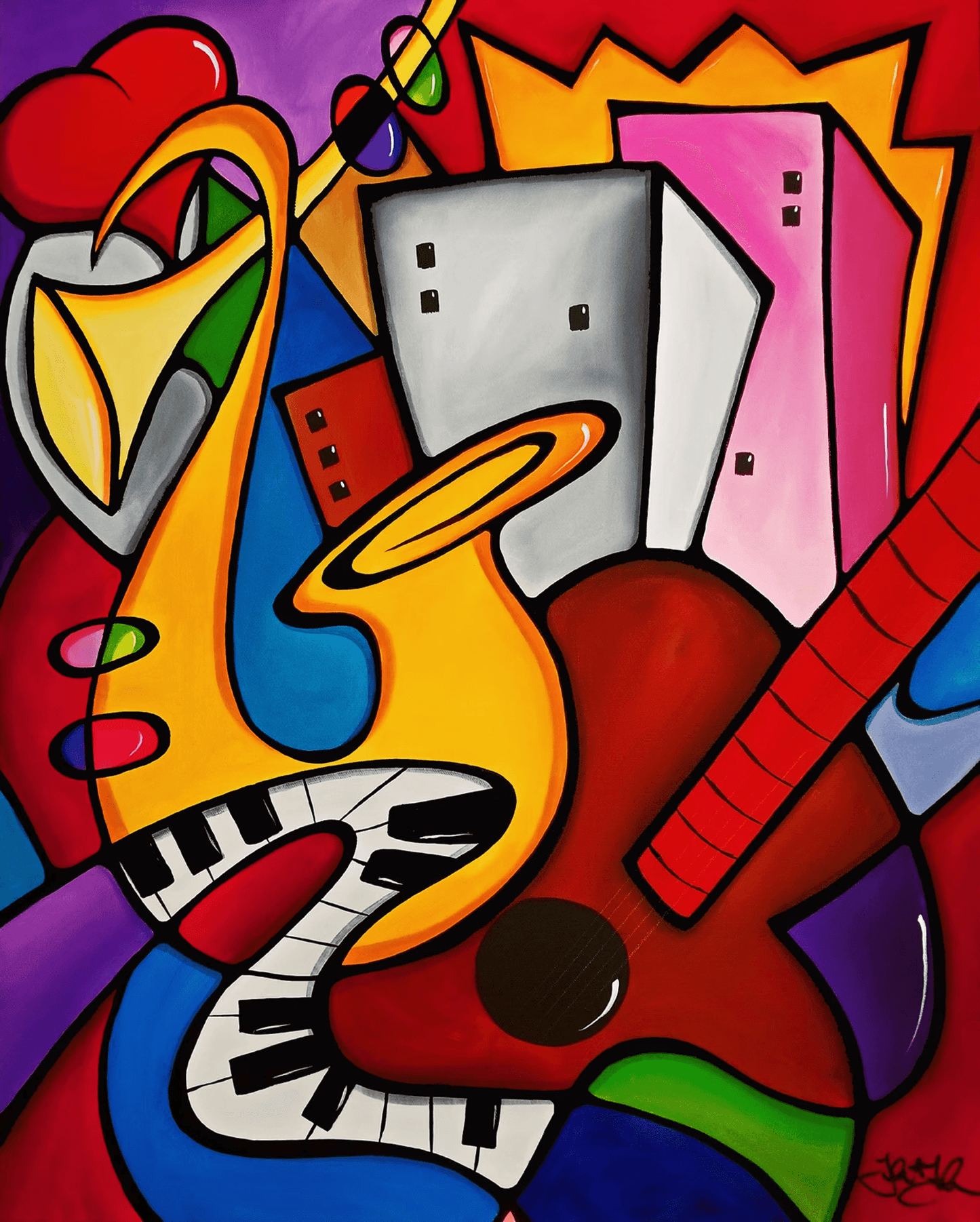 Abstract modern pop art original Seabreeze Jazz Fest 2019 canvas print - Breeze - Thomasfedro