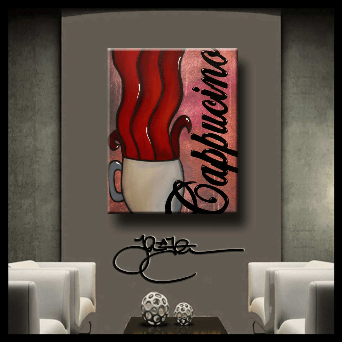Original coffee art abstract canvas print - Cappuccino - Thomasfedro