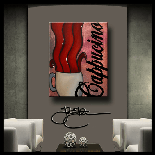Original coffee art abstract canvas print - Cappuccino - Thomasfedro