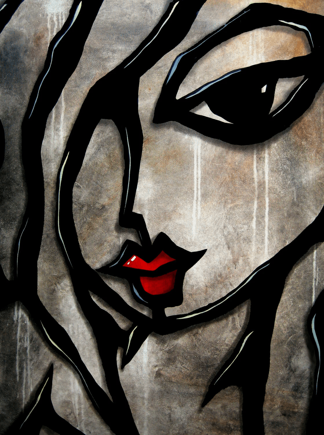 Abstract Modern pop Art original Woman Canvas Print - Weathered - Thomasfedro