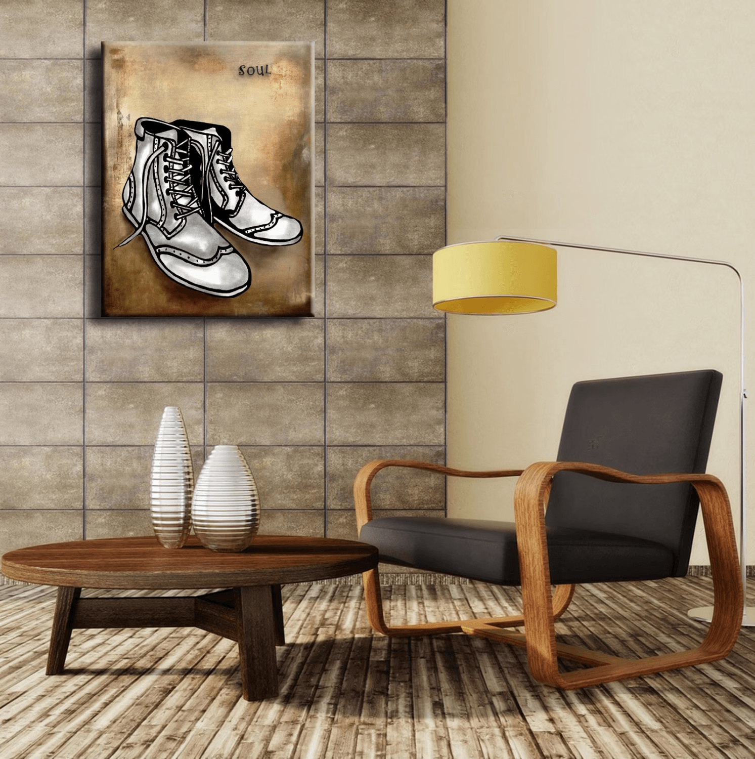 Abstract modern pop art original shoes canvas print - Soul - Thomasfedro