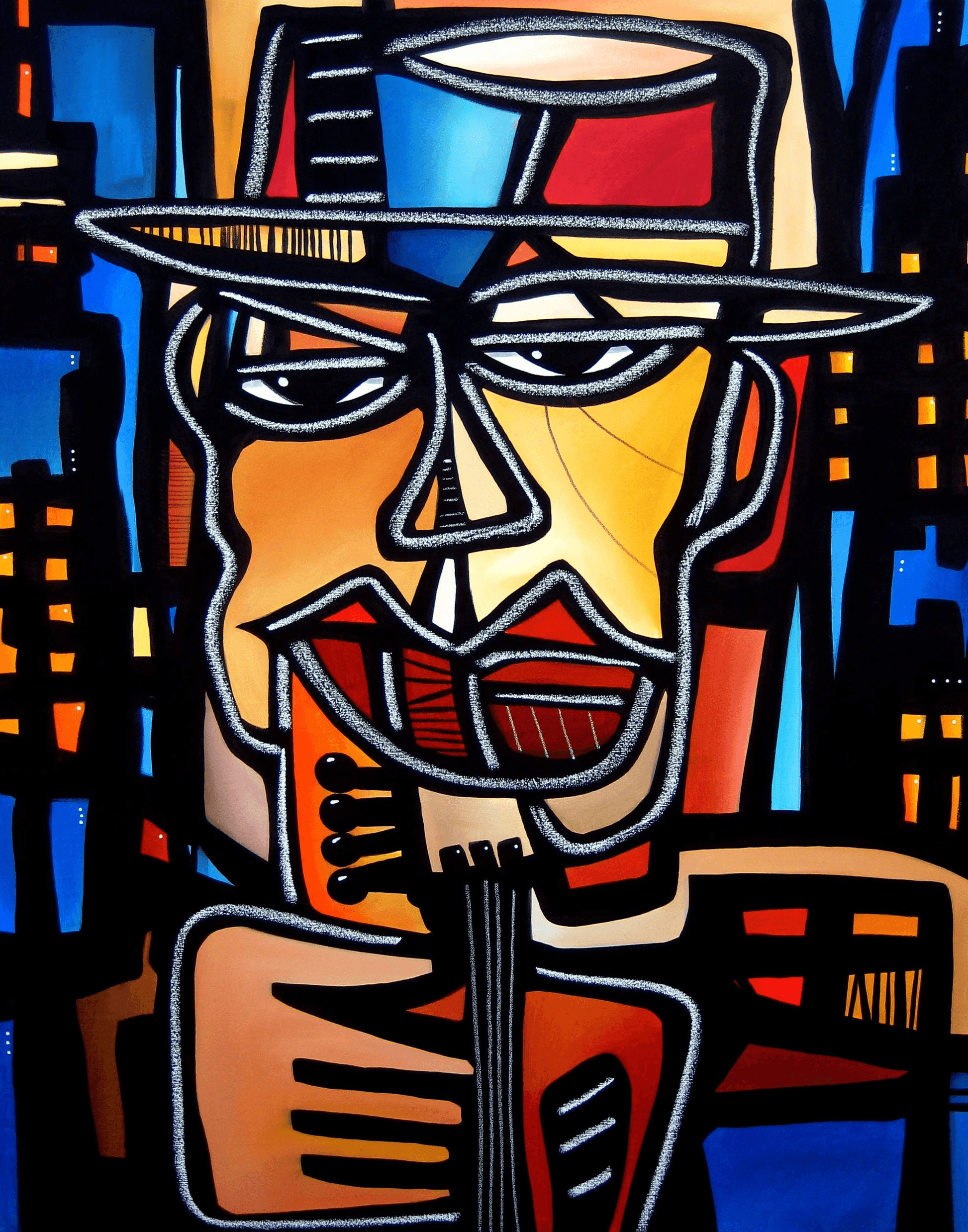Abstract modern pop art original jazz blues piano canvas print - Night Moves - Thomasfedro