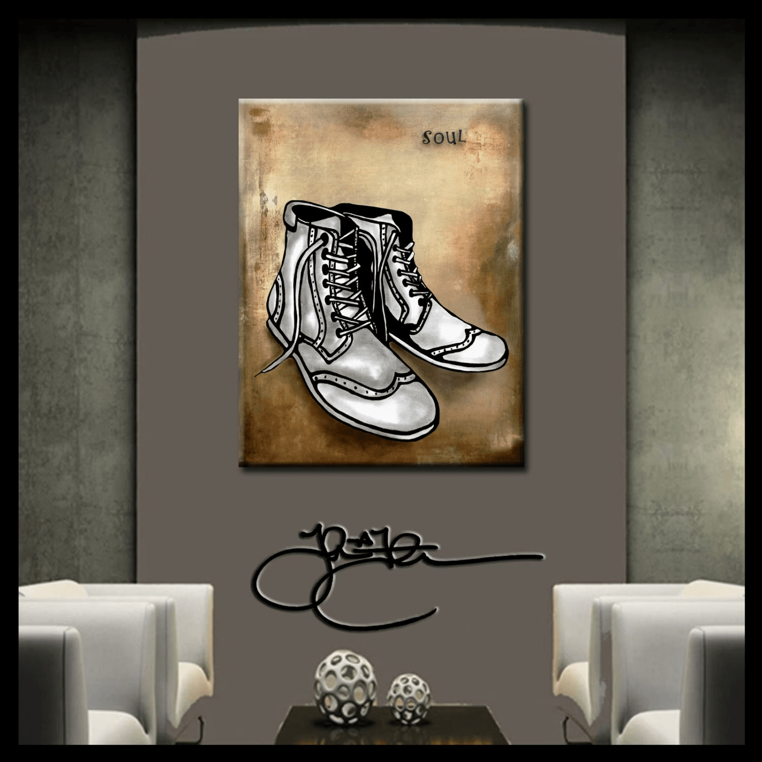 Abstract modern pop art original shoes canvas print - Soul - Thomasfedro
