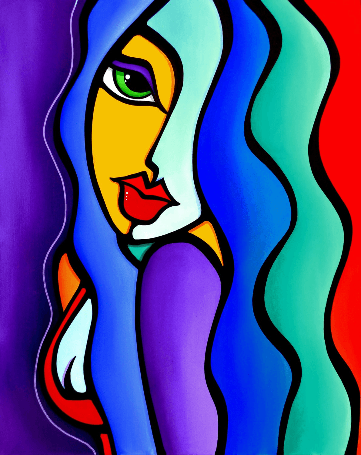 Abstract Modern pop Art original Woman Canvas Print - Mrs. Brightside - Thomasfedro