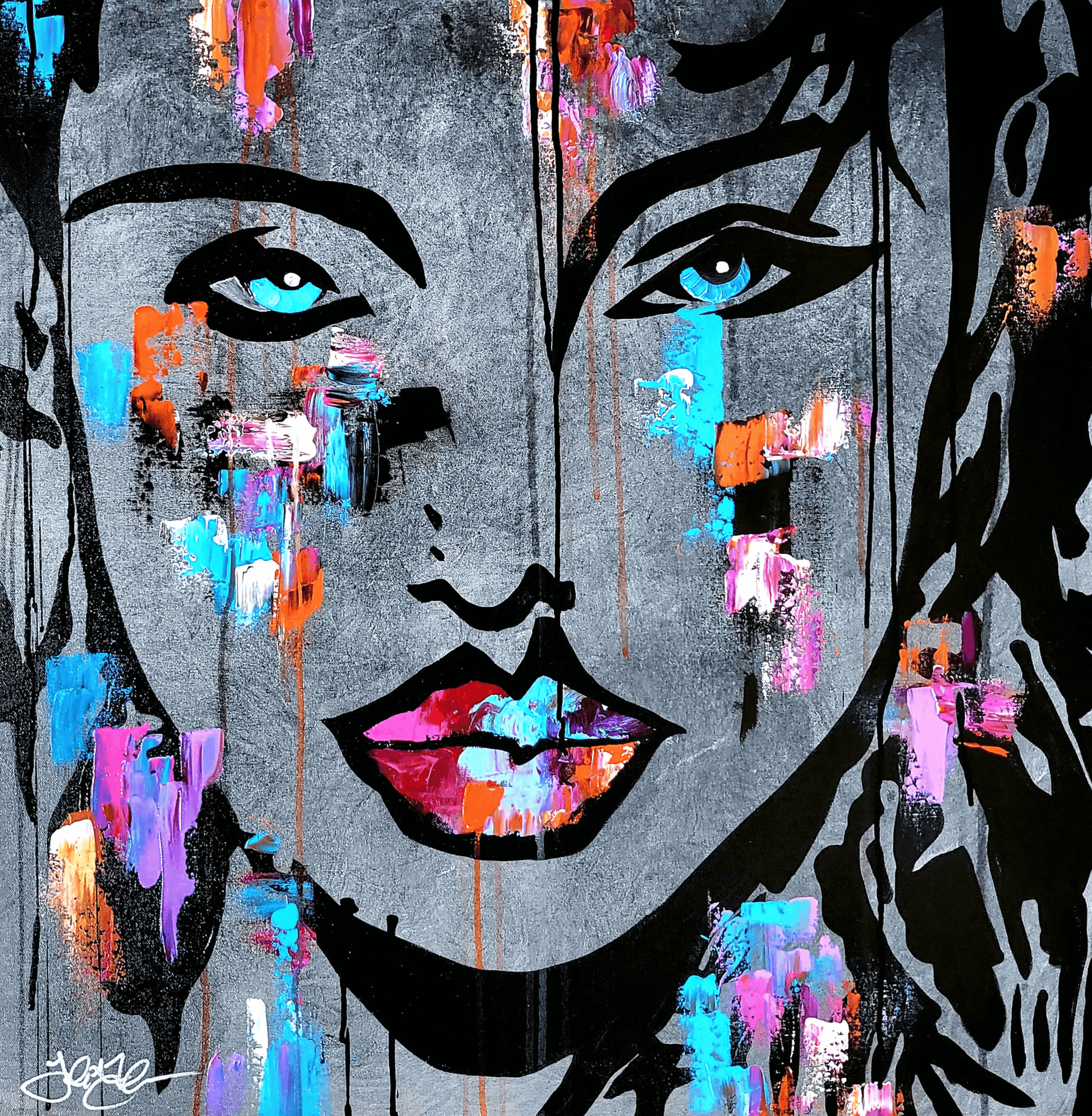 Abstract woman portrait modern original Canvas Pop Art - Disguise - Thomasfedro