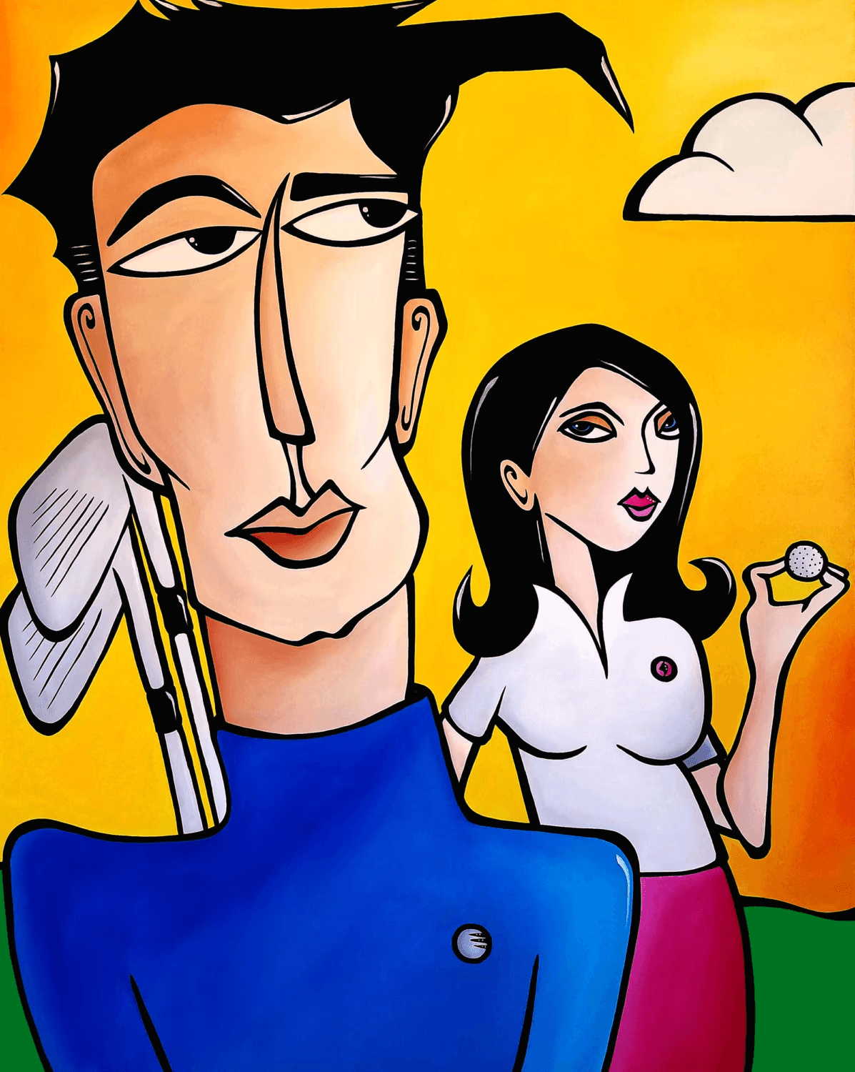Abstract pop art canvas modern golf print - Twosome - Thomasfedro