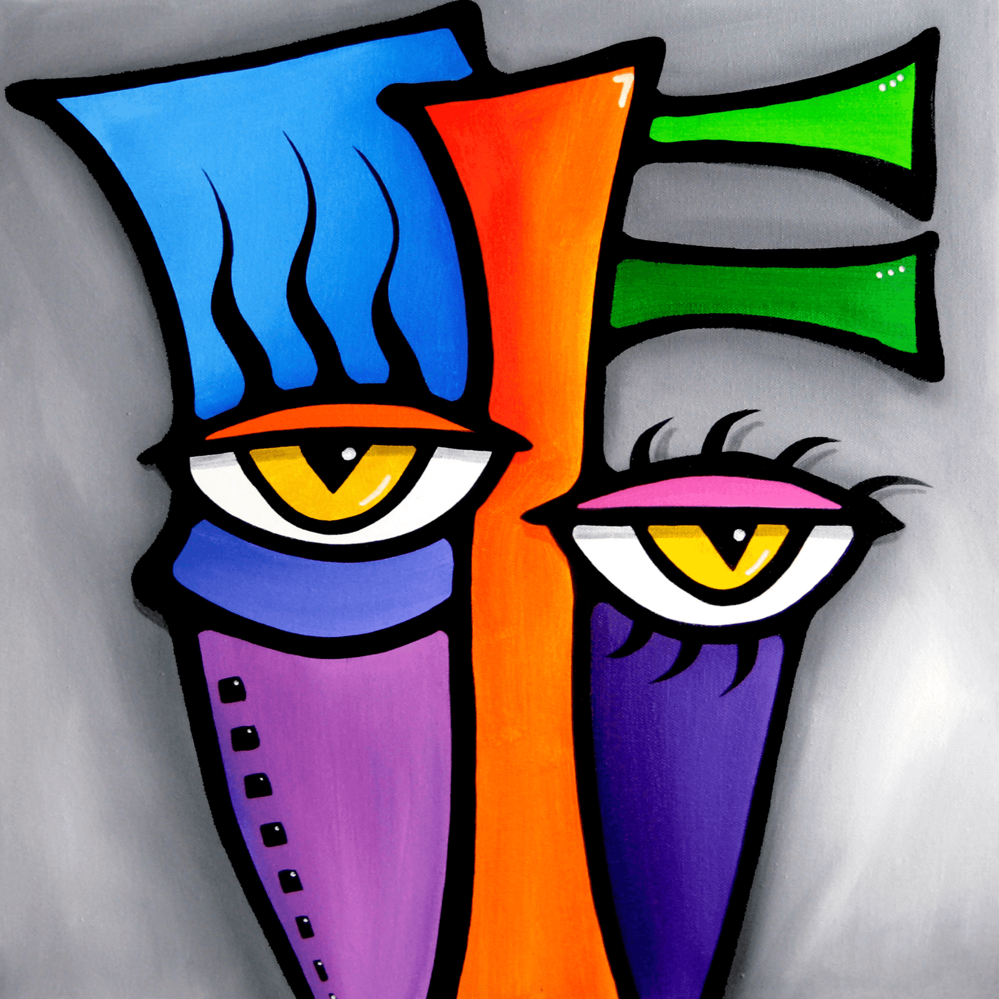 Abstract funky canvas print original modern pop art - Peepers - Thomasfedro