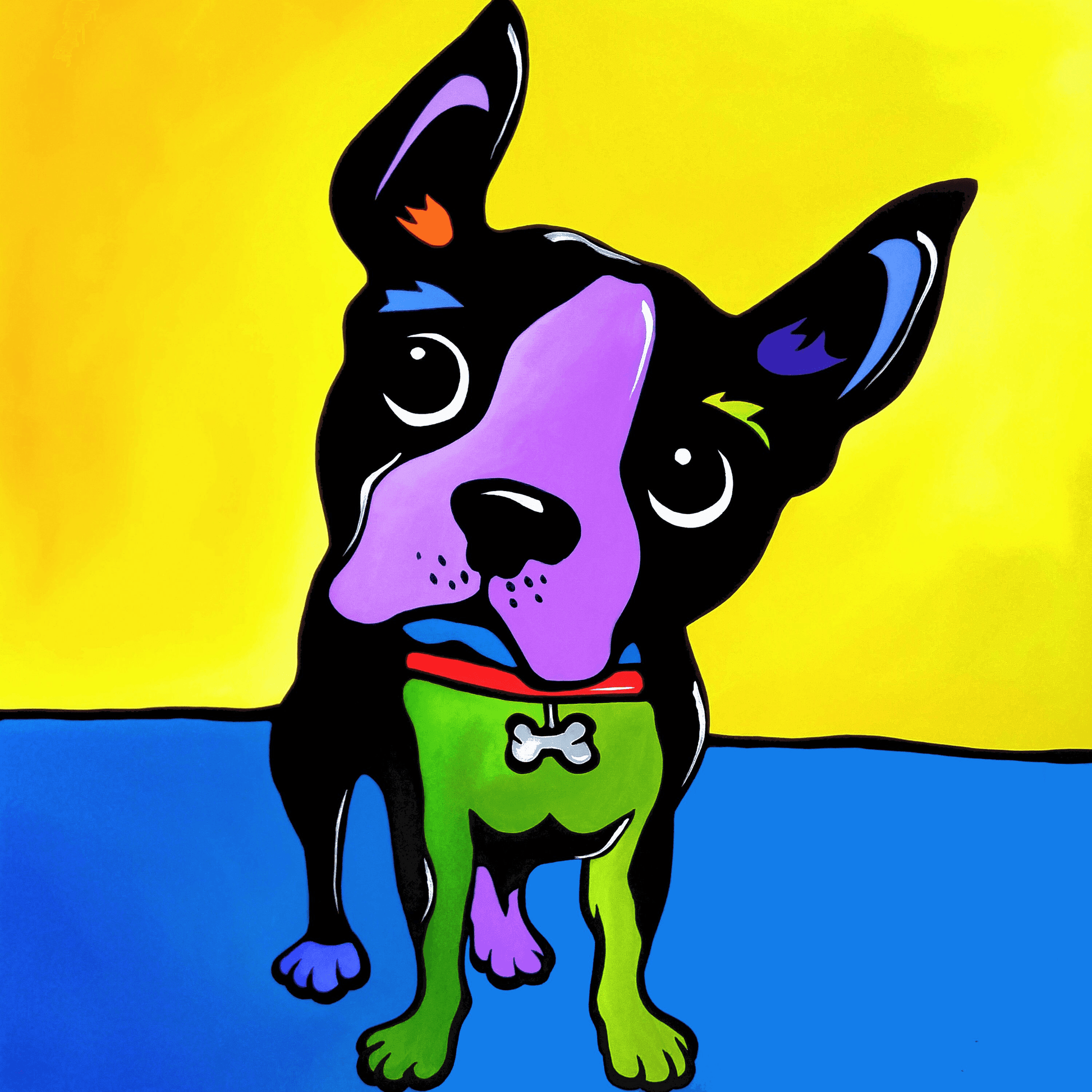 Abstract dog pop art original modern canvas print - Woof - Thomasfedro