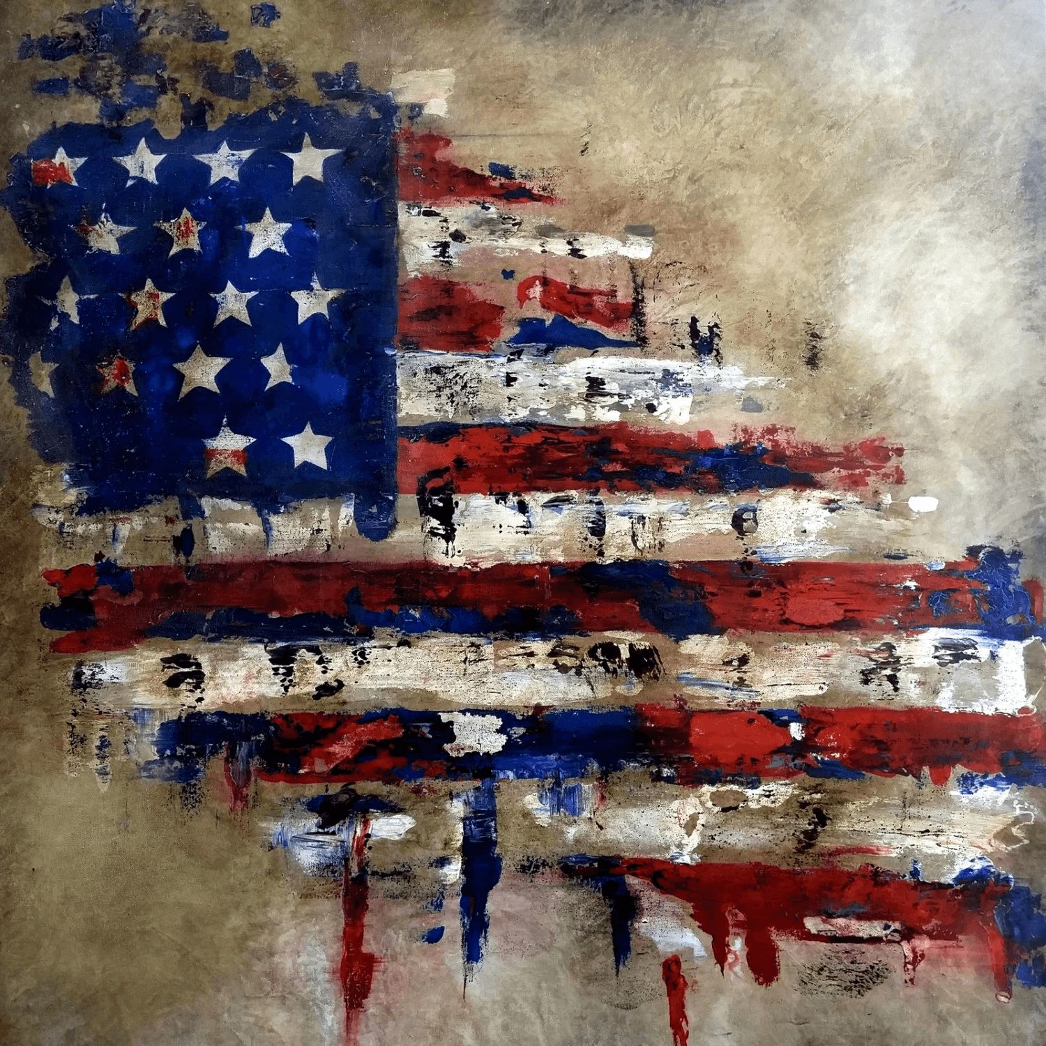 Original art abstract flag veterans canvas print - America - Thomasfedro