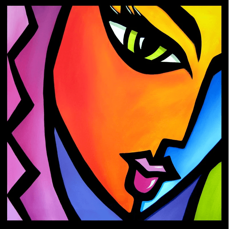Abstract painting Modern pop Art Contemporary colorful Portrait - Pretending - Thomasfedro