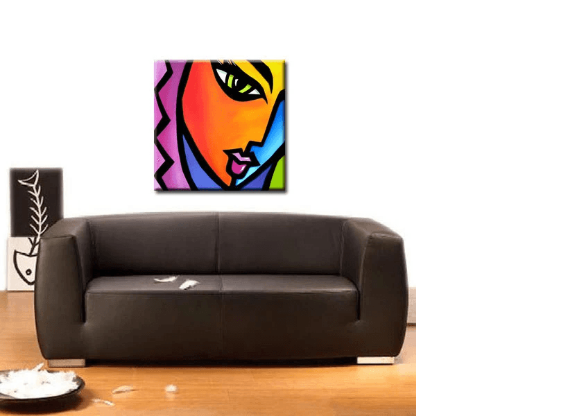 Abstract painting Modern pop Art Contemporary colorful Portrait - Pretending - Thomasfedro
