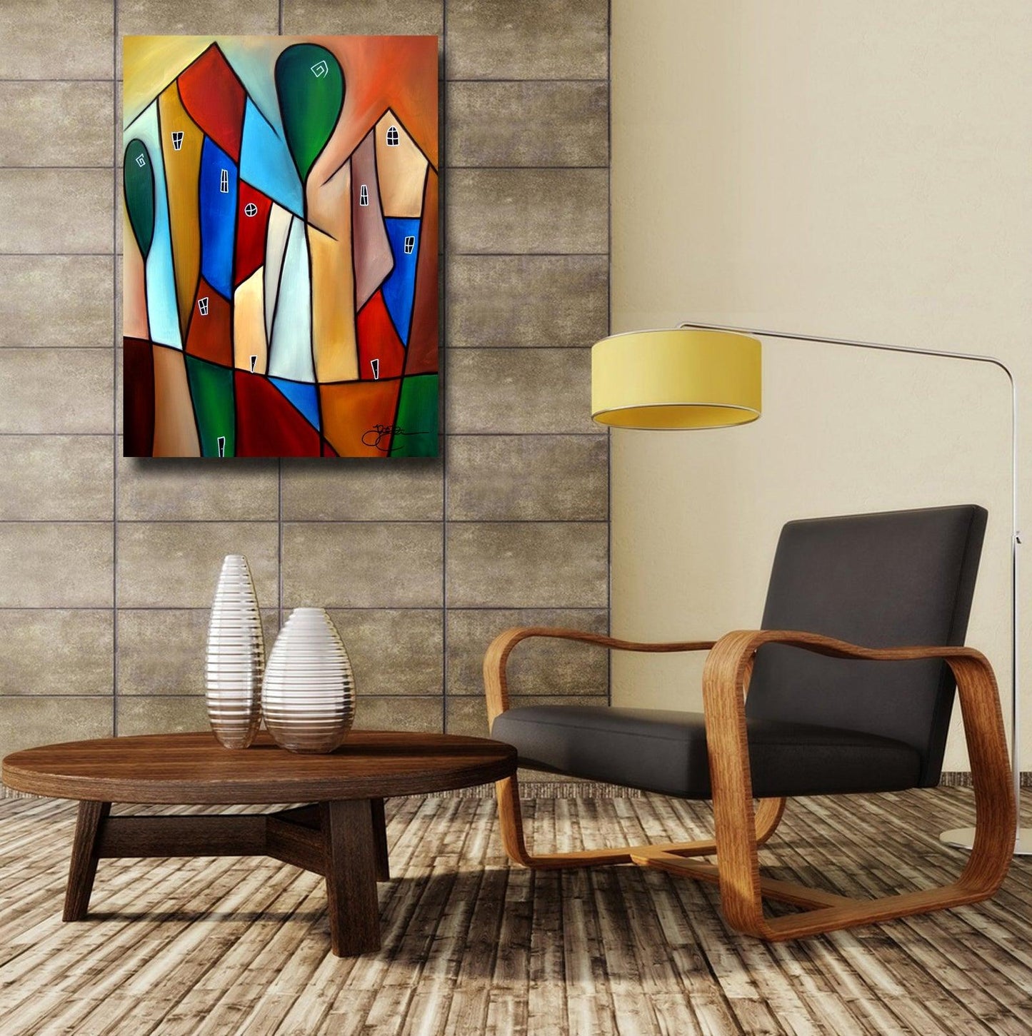 Original abstract houses canvas print - Expansion - Thomasfedro